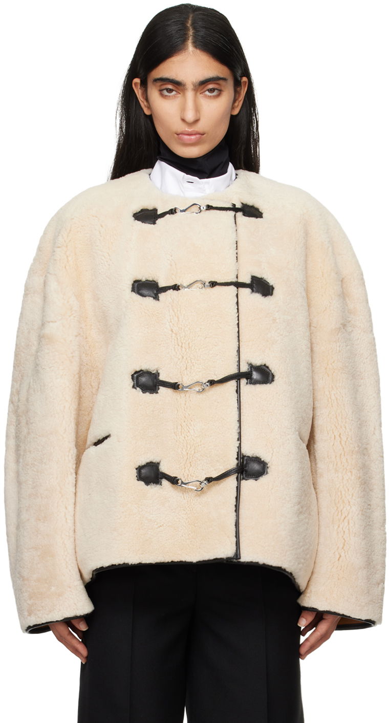 Plašči TOTEME TOTEME Women's Teddy Clasp Shearling Jacket Bež | 214-120-604