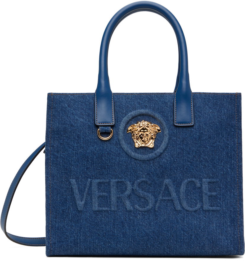 Tote bag Versace Versace 'La Medusa' Denim Small Tote Bag Modra | 1005861_1A04287_1UC7V