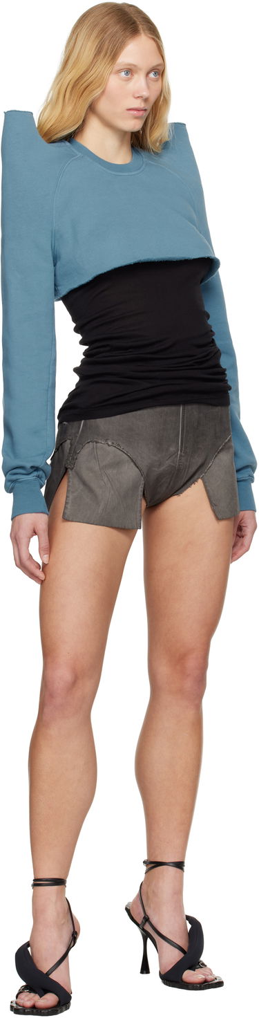 Pleteni pulover Rick Owens Rick Owens DRKSHDW Hollywood Cropped Sweatshirt Modra | DS01E3213 F, 3