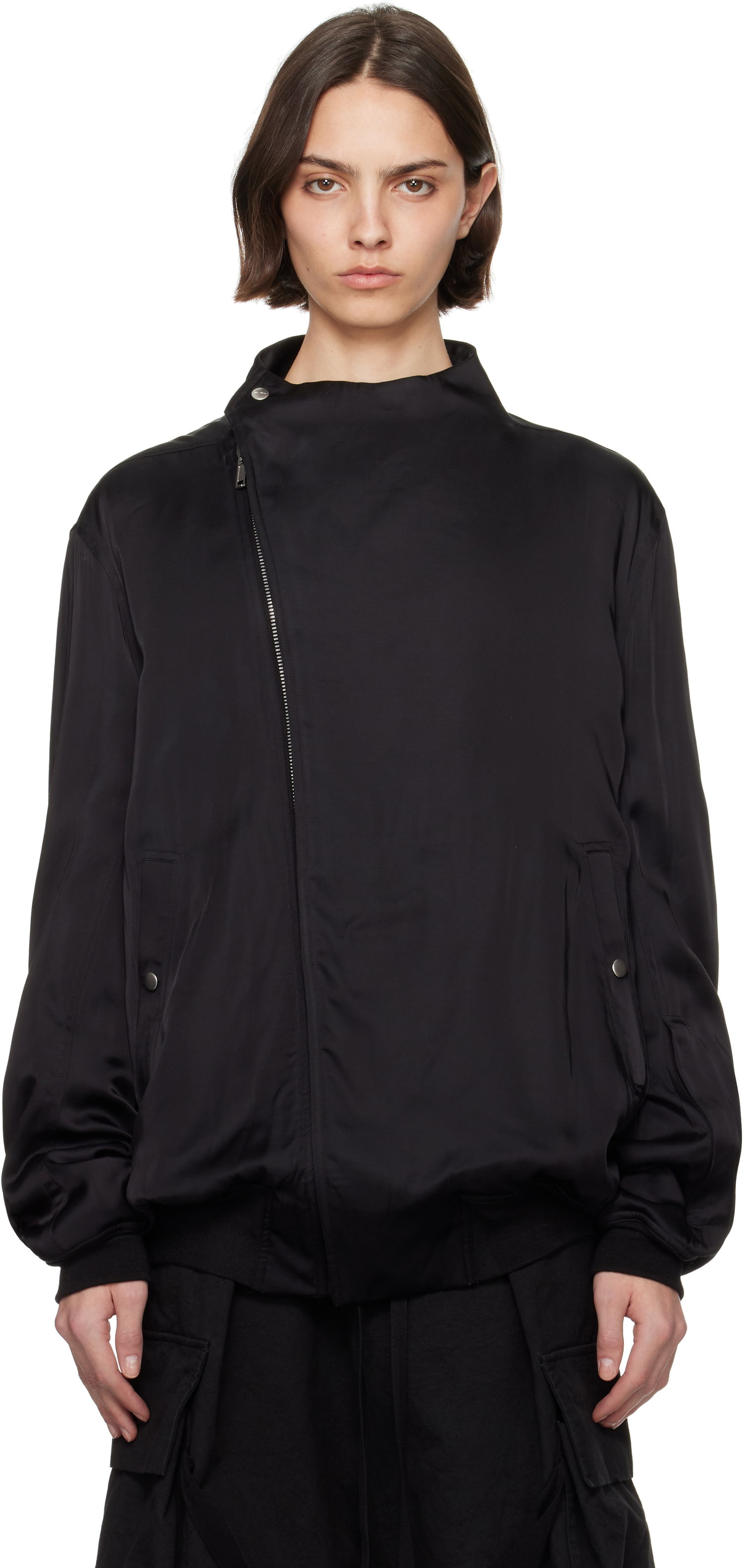 Bomber jakna Rick Owens Rick Owens Washed Charmeuse Anthem Bomber Jacket Črna | RO01E7785 SCH, 0