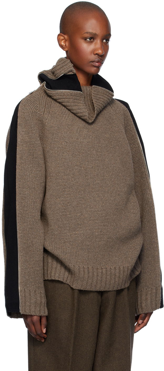 Pleteni pulover Helmut Lang Turtleneck Wool-Blend Sweater Rjava | O06HW797, 1