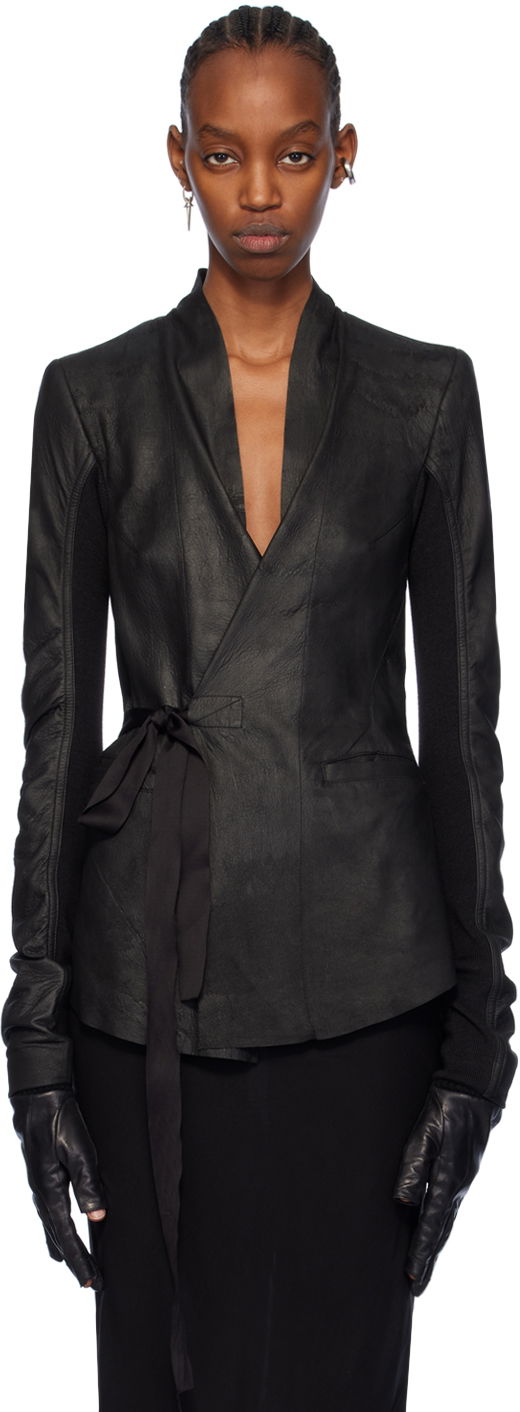Jakna Rick Owens Wrap Leather Jacket Črna | RP01D2707 LBA