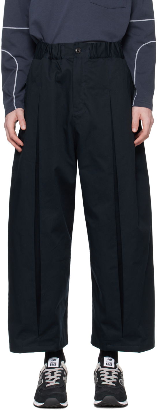 Hlače sage NATION SAGE NATION Box Pleat Trousers Mornarica | S011