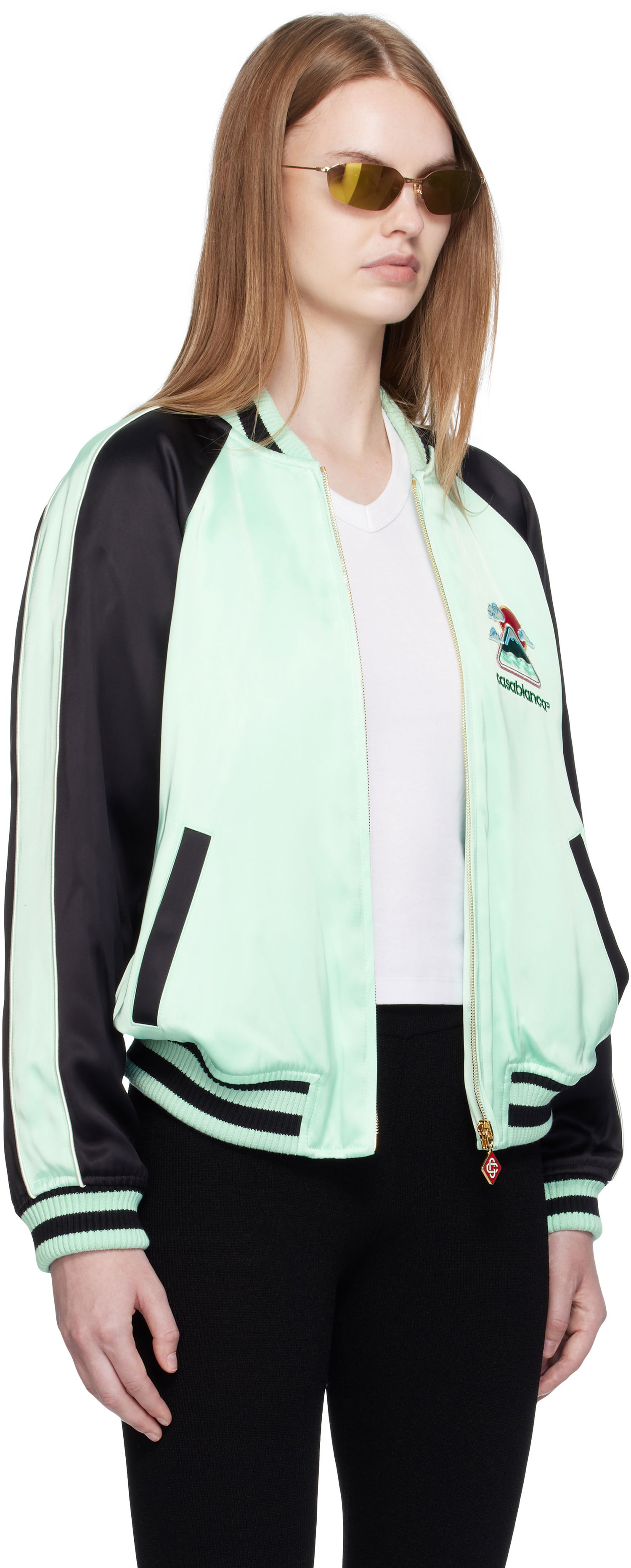 Bomber jakna Casablanca Casablanca Embroidered Satin Bomber Jacket Zelena | WPF25-JK-373-01, 1