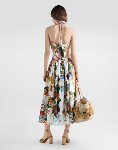 Krop-top Dolce & Gabbana Dolce & Gabbana Flower-Print Halter Poplin Crop Top Večbarvna | F7BB7THS5TRHA5PC, 2