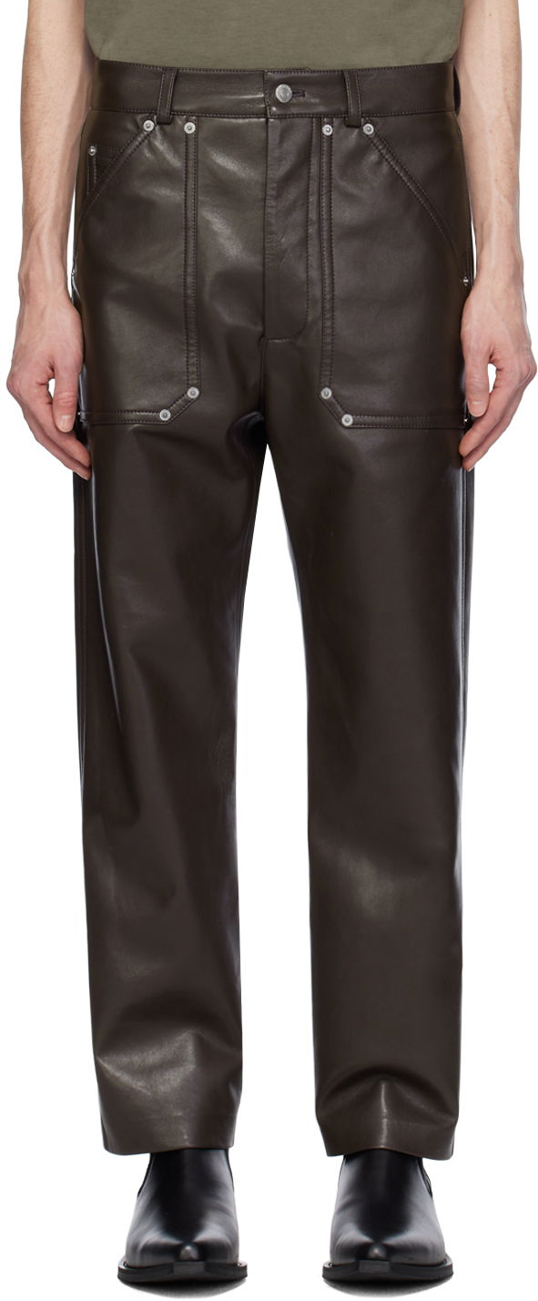 Hlače Nanushka Quido Regenerated Leather Trousers Rjava | NM24RSPA01378