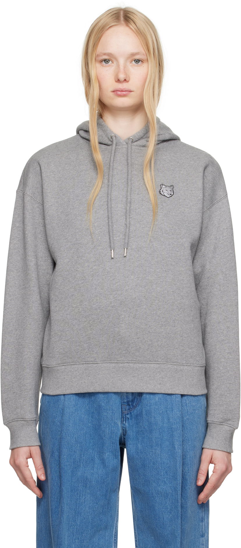 Pulover MAISON KITSUNÉ Maison Kitsuné Fox Head Patch Comfort Hoodie Siva | MW00704KM0321