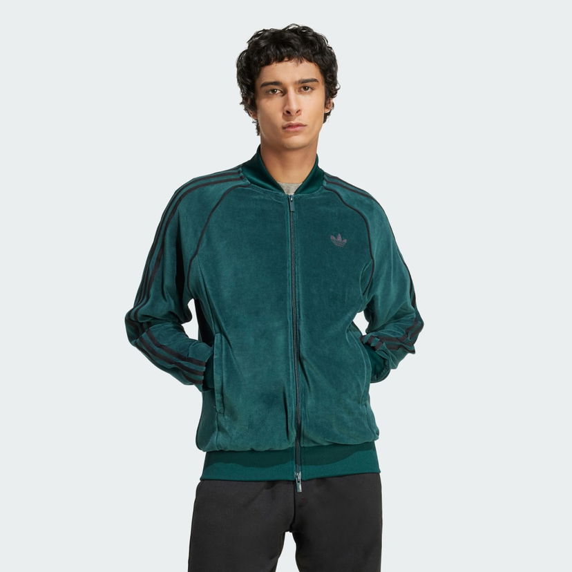 Bomber jakna adidas Performance Adicolor SST Velour Track Jacket Zelena | JX1564