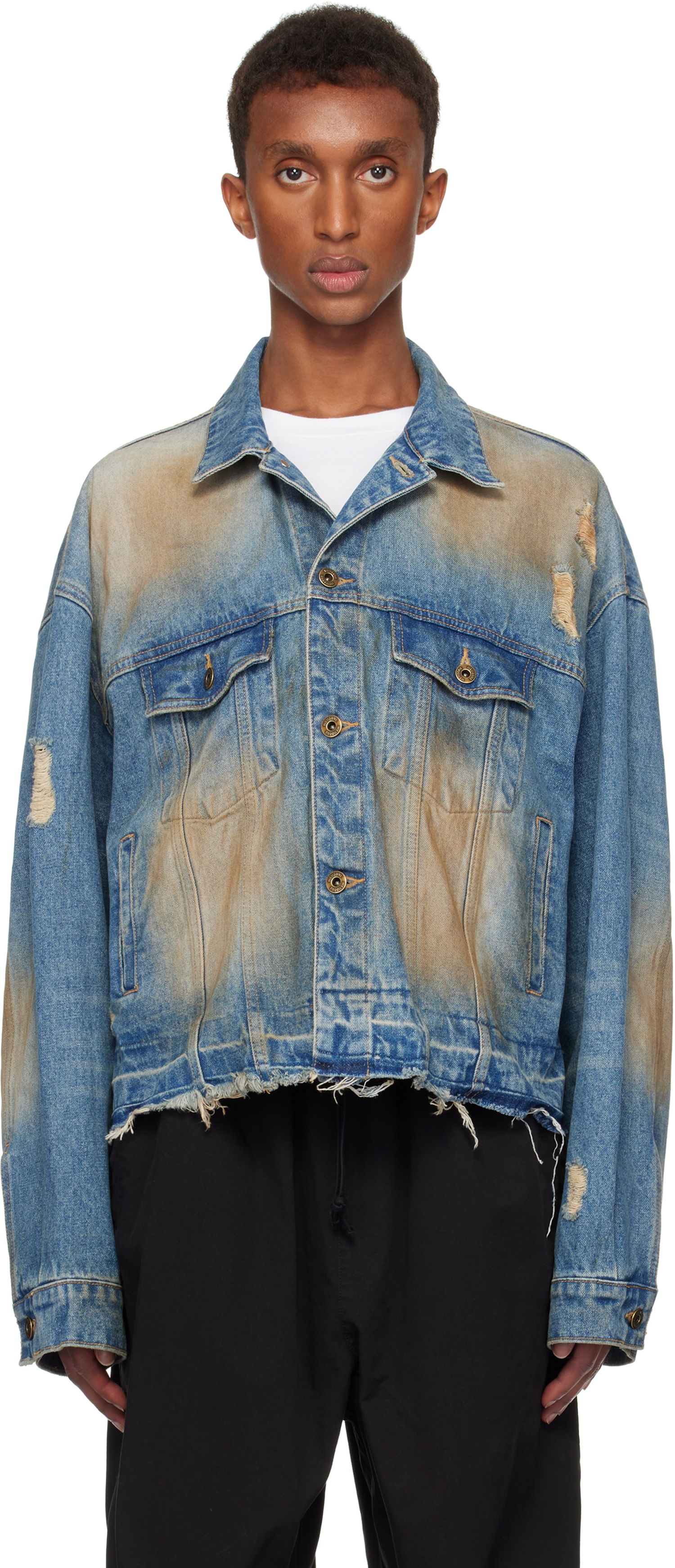 Jakna We11done We11done Distressed Denim Jacket Modra | WD-DJ3-24-310-U-BL, 0