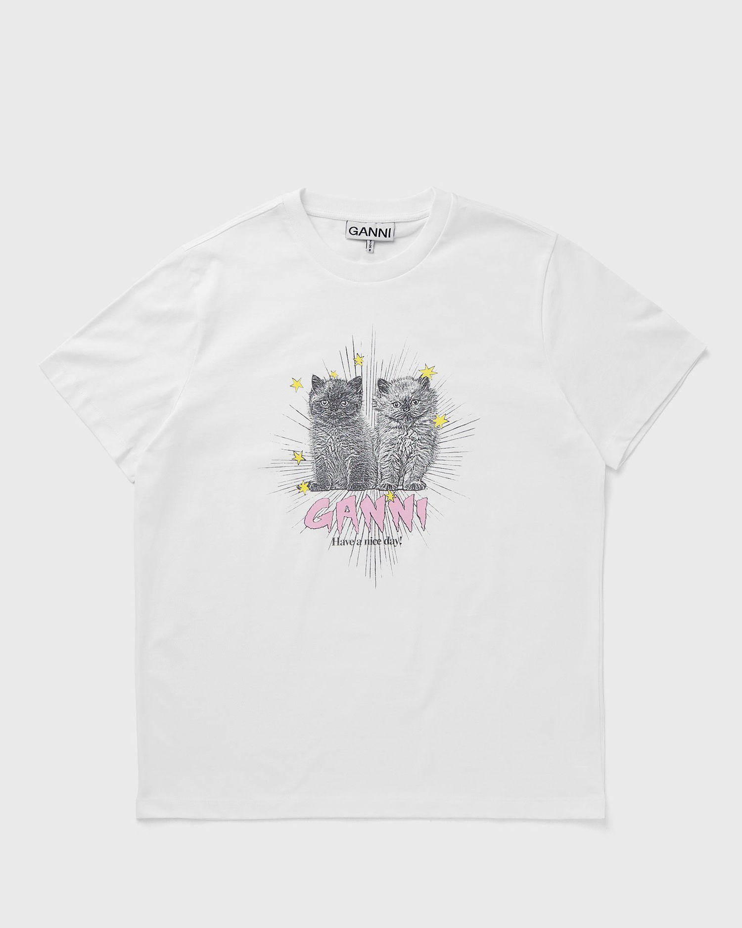 Majica GANNI Kittens Relaxed T-Shirt With Print Bela | T4060-151, 0