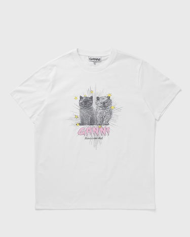 Majica GANNI Kittens Relaxed T-Shirt With Print Bela | T4060-151, 0