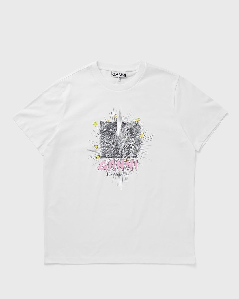 Majica GANNI Kittens Relaxed T-Shirt With Print Bela | T4060-151
