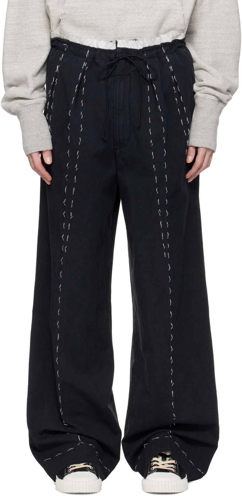 Hlače Maison Margiela Maison Margiela Work-In-Progress Stitch Detail Trousers Črna | S50KA0664 M35295