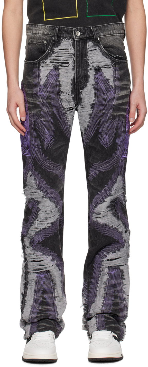 Kavbojke Who Decides War Who Decides War Techno Distressed Jeans with Purple Stitching Večbarvna | 1120980002SS24