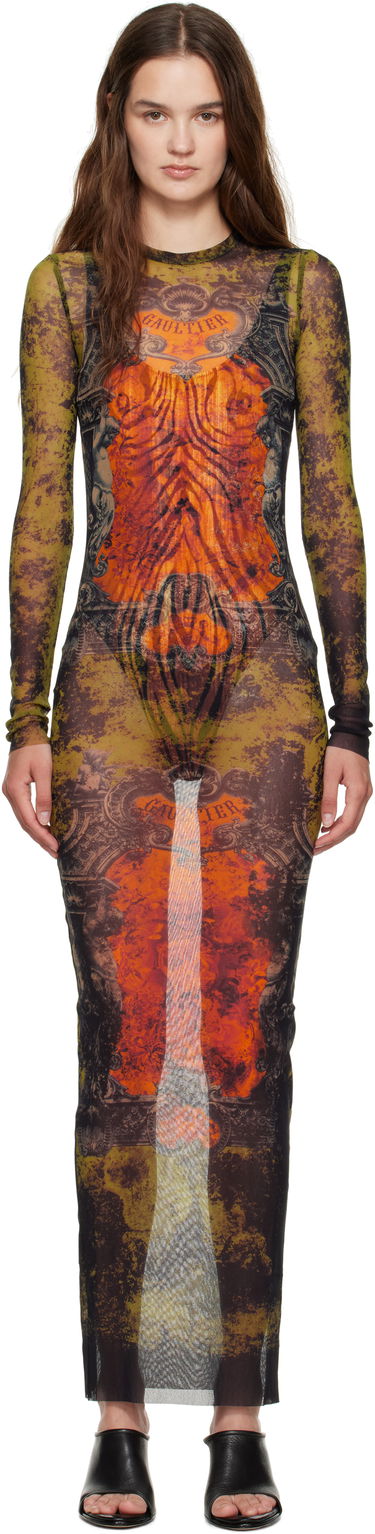 Obleke Jean Paul Gaultier Jean Paul Gaultier 'The Long Médaillon' Mesh Maxi Dress Večbarvna | 25/03-W-DR023-M006P-004115, 0
