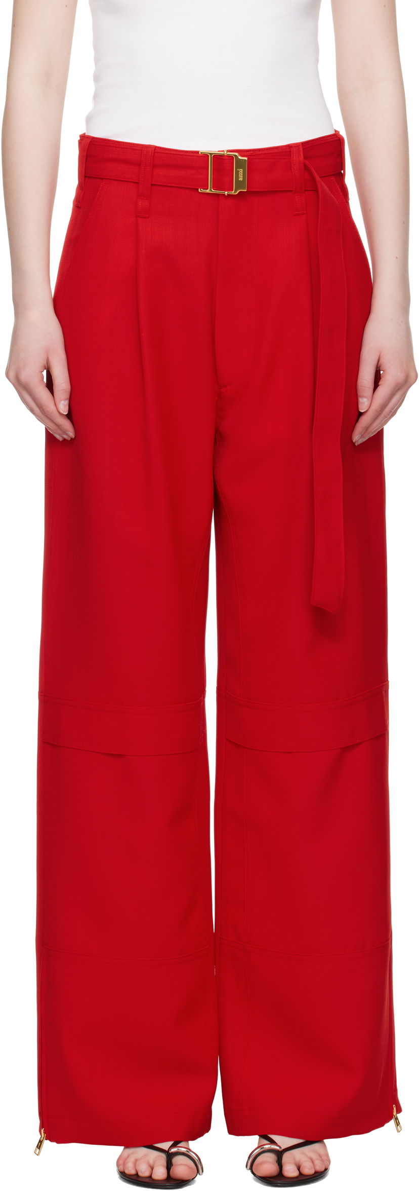 Hlače AMI AMI Paris Wool Cargo Pants Rdeča | FTR307.WV0068