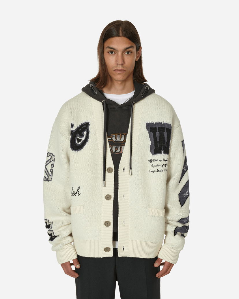 Pleteni pulover Off-White Moon Vars Knit Cardigan Beige Bež | OMHB019F23KNI002 6110
