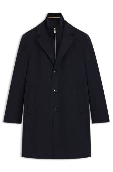Plašči BOSS Regular-fit wool-cashmere coat with detachable inner vest Mornarica | 50551085