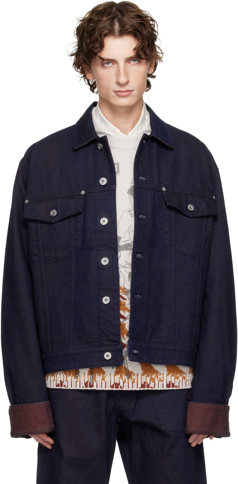 Jakna JW Anderson JW Anderson Turn Up Cuff Denim Jacket Mornarica | DJ0044-PG1836