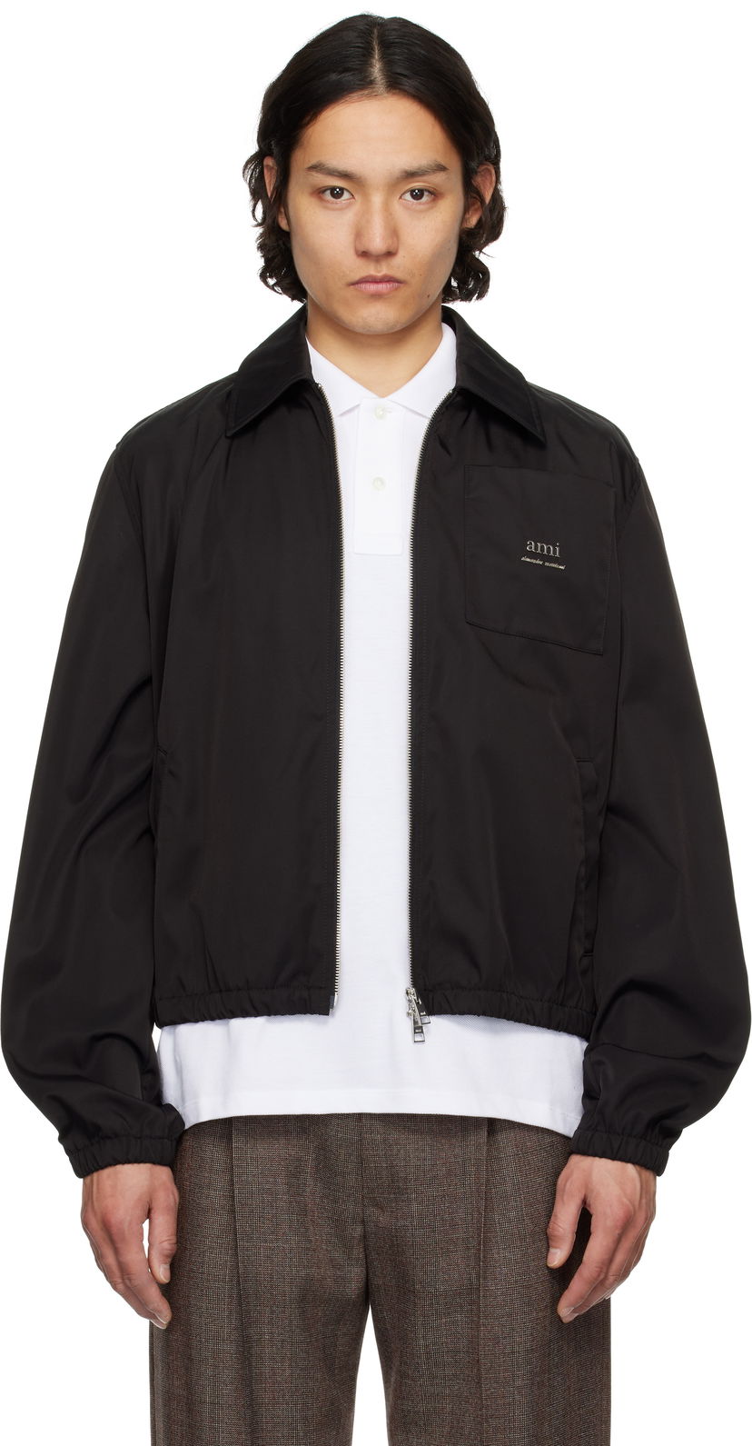 Vetrovka AMI AMI Zipped Jacket Črna | HJK063.PA0007