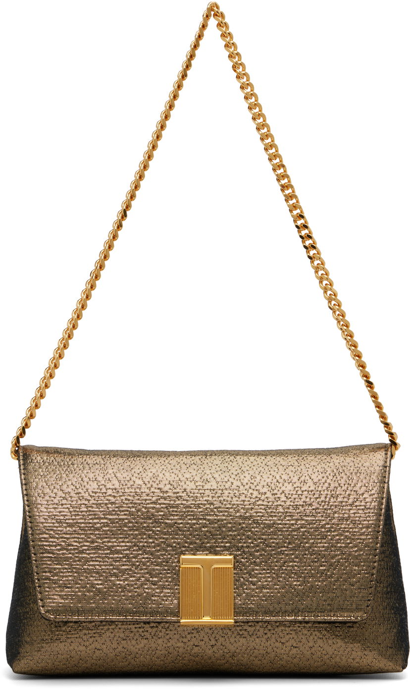 Torbica Tom Ford TOM FORD Nobile Mini Hammered-Effect Fabric Bag Kovinski | L1886-TSY054X