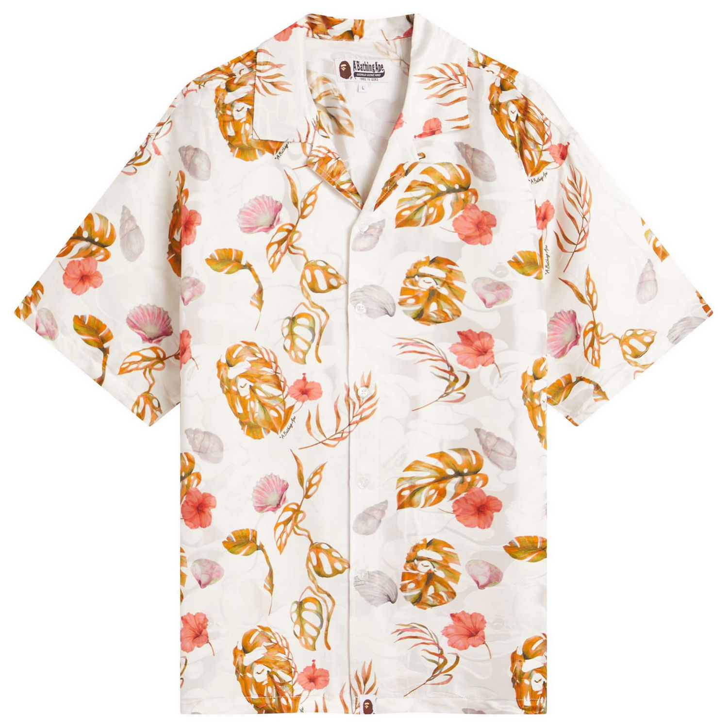 Srajce BAPE A Bathing Ape Vacation Pattern Open Collar Shirt, Size Large Bela | 001SRL301308M-WHT, 1