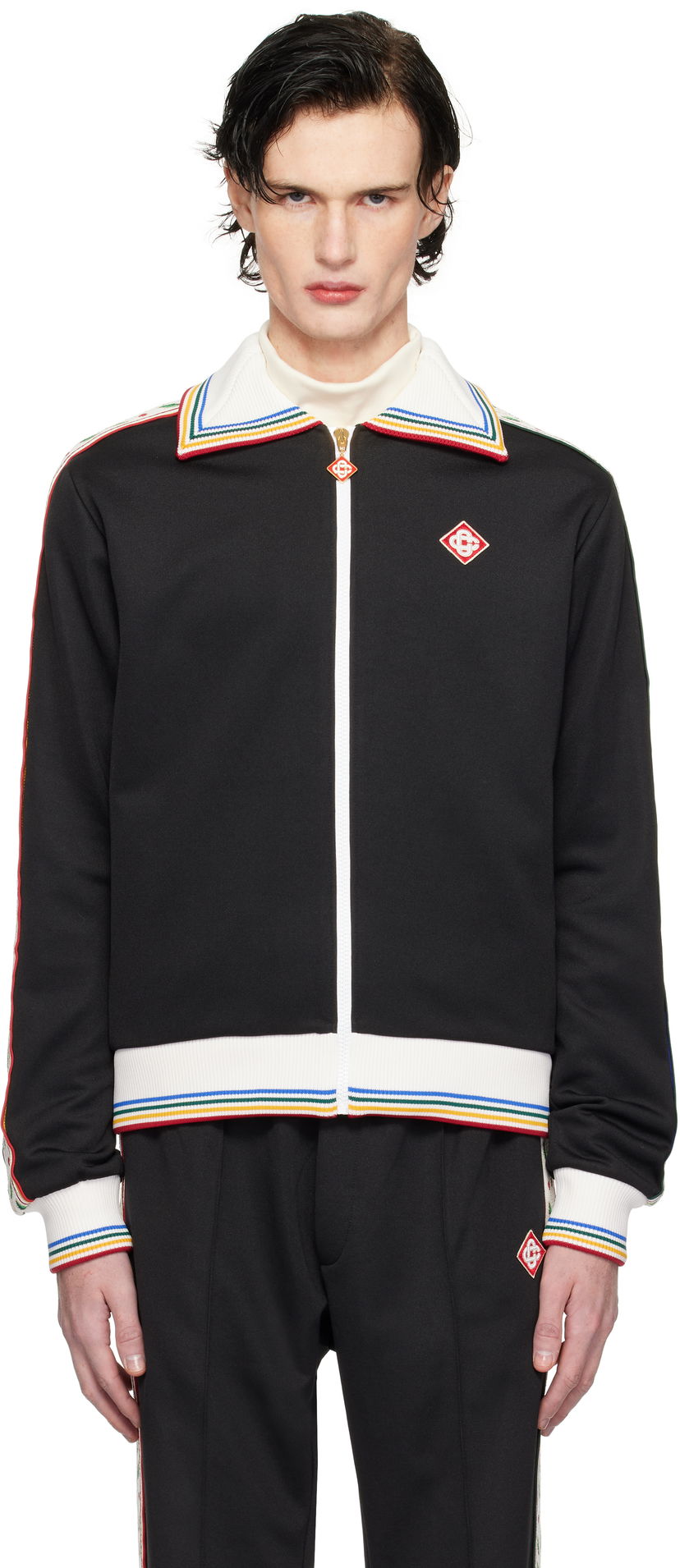 Jakna Casablanca Track Jacket with Stripes Črna | MPS25-JTP-310-01