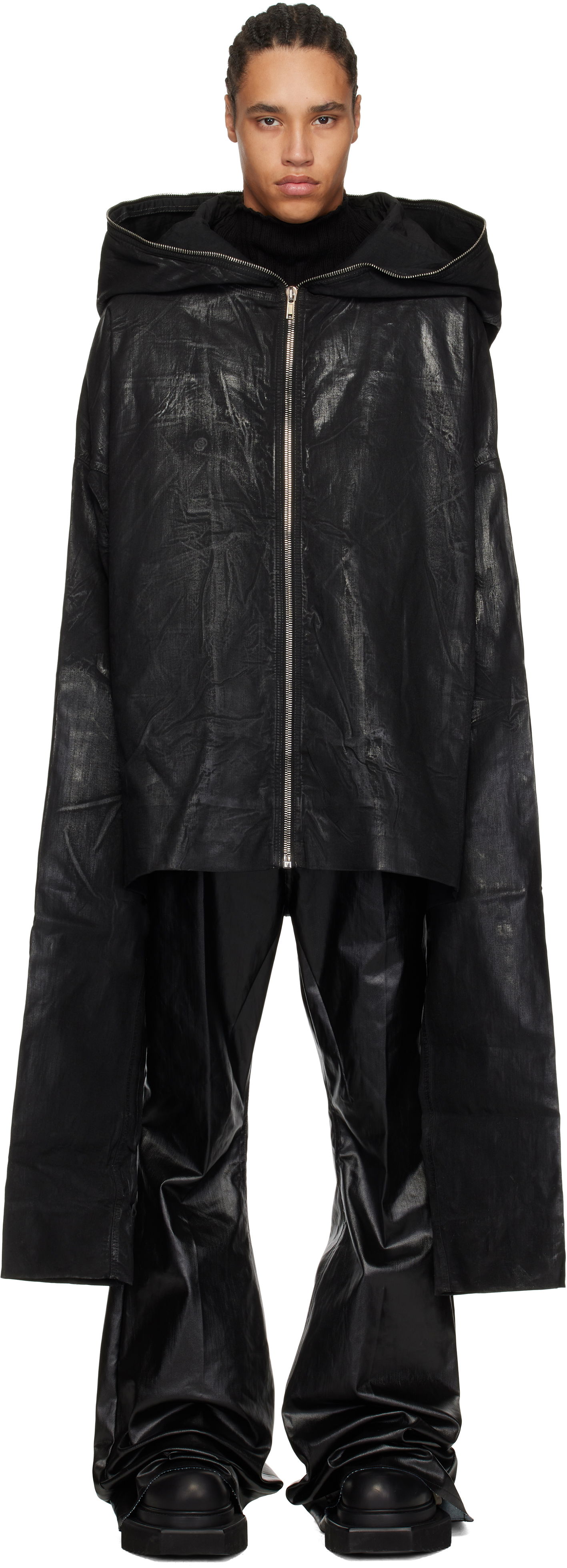 Pulover Rick Owens Rick Owens DRKSHDW Hollywood Gimp Kaftan Denim Jacket Črna | DU01E3780 SCF, 0