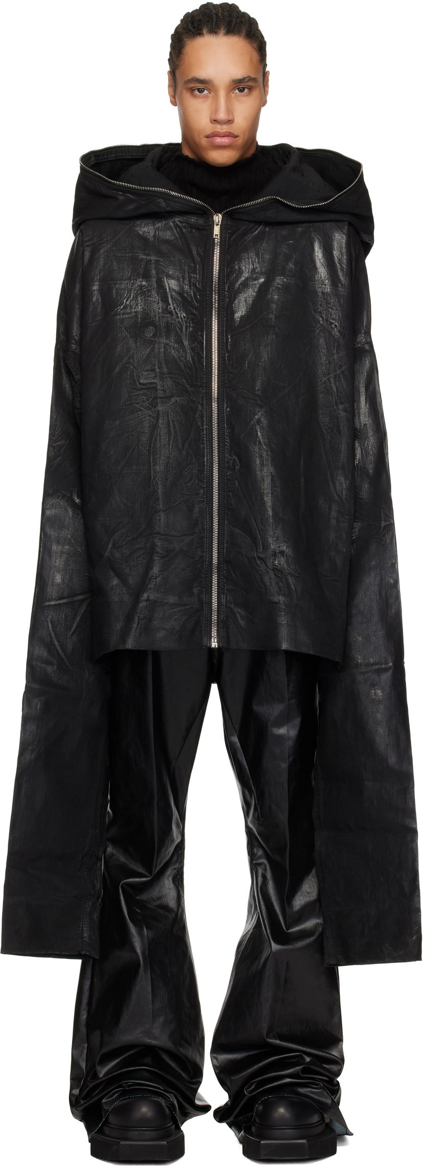Pulover Rick Owens Rick Owens DRKSHDW Hollywood Gimp Kaftan Denim Jacket Črna | DU01E3780 SCF