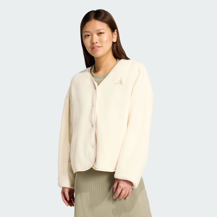 Pleteni pulover adidas Performance Future Icons Fleece Cardigan Bela | KB5234