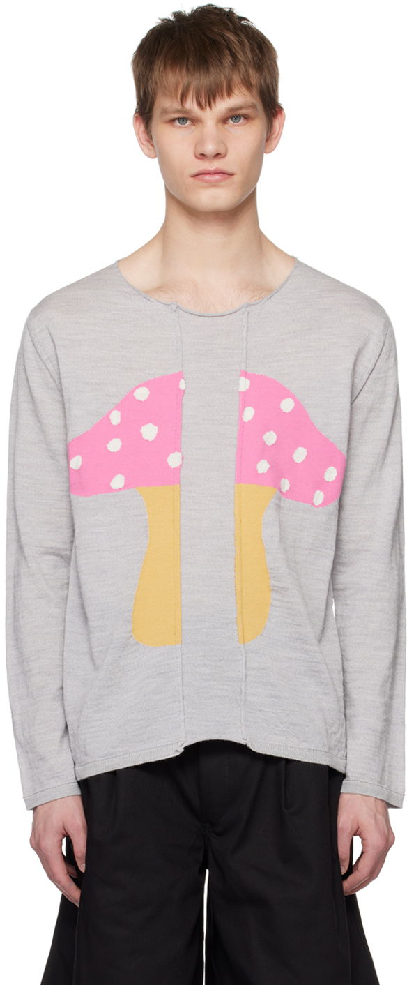 Pleteni pulover Comme des Garçons Comme des Garçons Shirt Brett Westfall Edition Mushroom Intarsia Sweater Siva | FK-N003-051