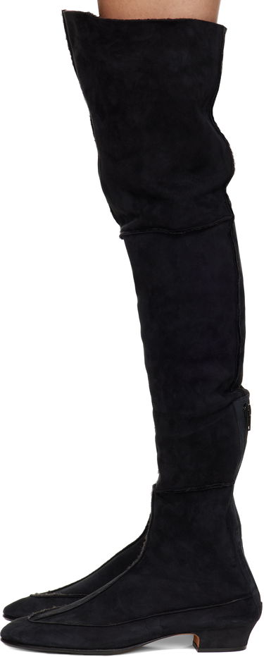 Superge in čevlji The Row Suede Over-The-Knee Boots Črna | F1530-SH01, 2