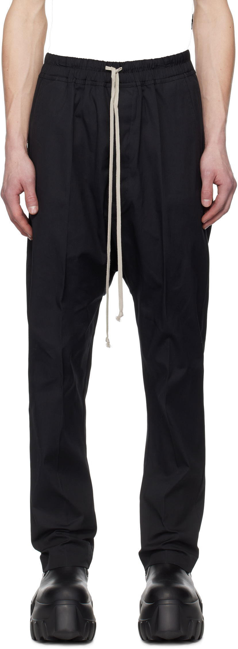 Hlače Rick Owens Rick Owens Hollywood Heavy Drawstring Trousers Črna | RU01E5380 TE
