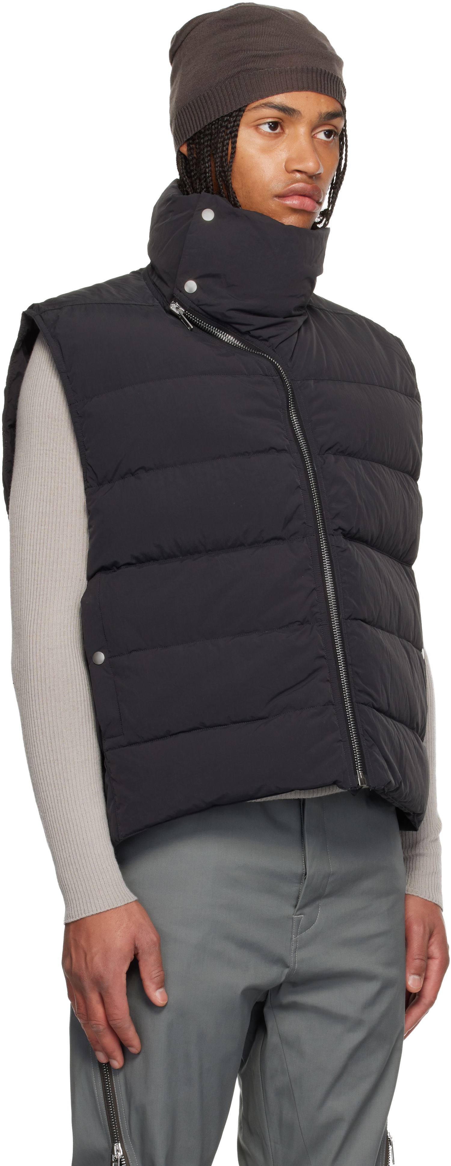 Telovnik Rick Owens Concordians Flight High Neck Asymmetrical Zip Puffer Down Vest Črna | RU02E1798 MTD1, 1