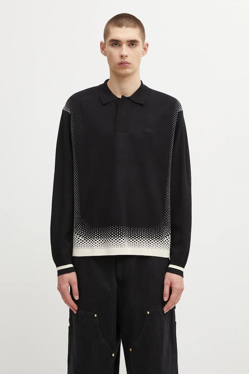 Srajce Filling Pieces Filling Pieces Knit Rugby Shirt Črna | 422571500243