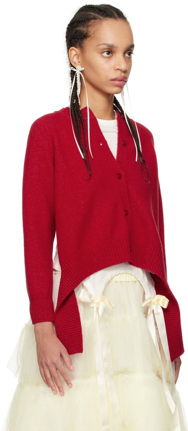 Pleteni pulover Simone Rocha Simone Rocha Open Back Cardigan Rdeča | LMK7 0660, 1
