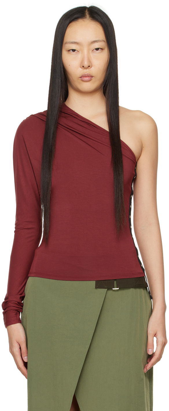 Majica brez rokavov Miaou Miaou Katia One Shoulder Long Sleeve Top Bordo | 7095TJBRUS