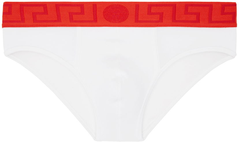Bodi Versace Greca Border Briefs Bela | AU10027_1A10011