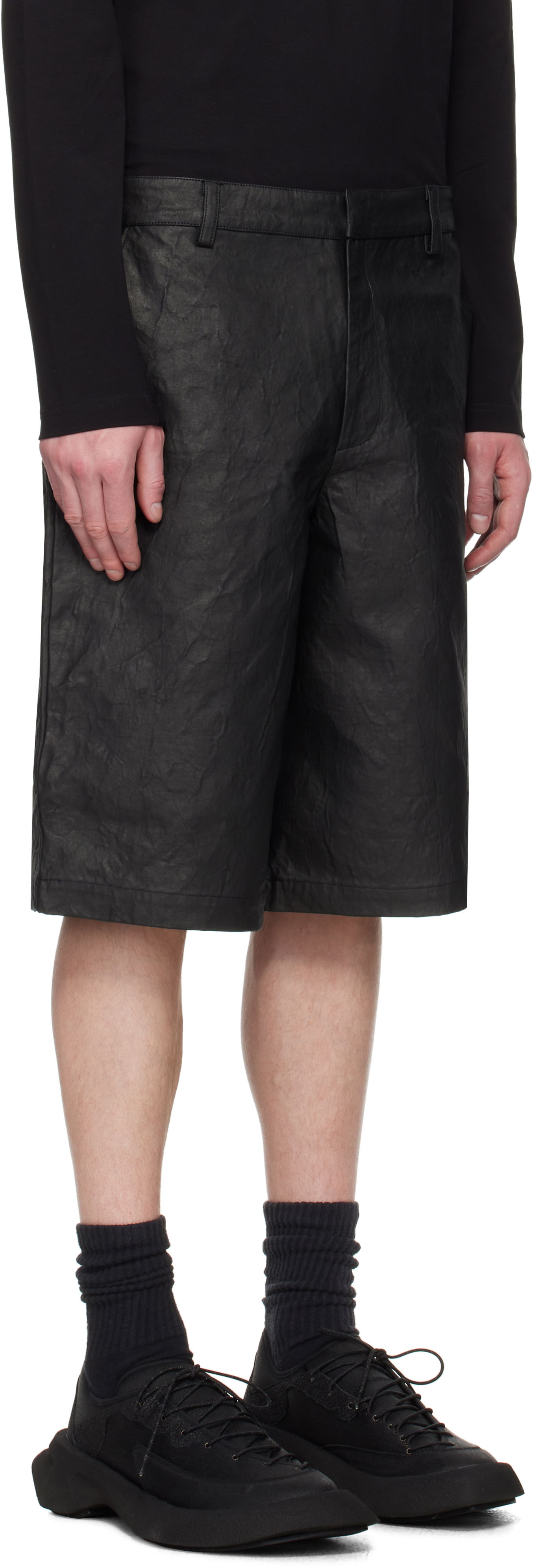 Kratke hlače HELIOT EMIL Armada Textured Wide-Leg Shorts Črna | SS25_M_10_195_BLK01, 1