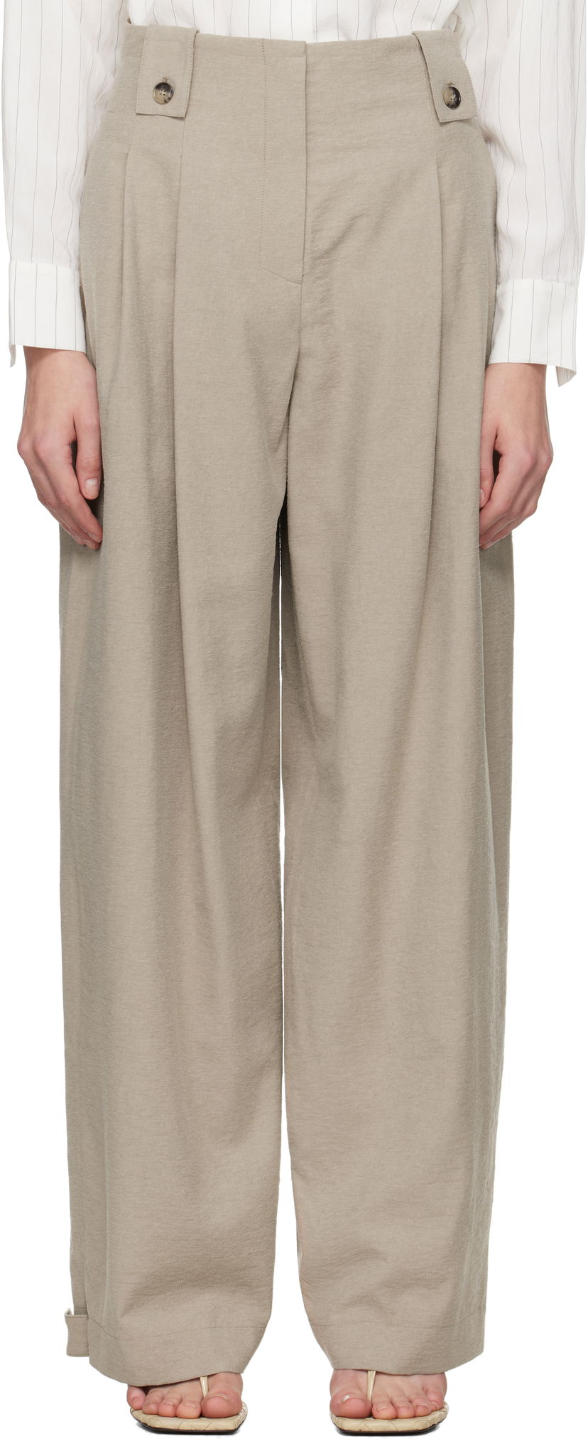 Hlače Nanushka Nanushka Jenci Pleated Trousers Bež | NW25SSPA26192