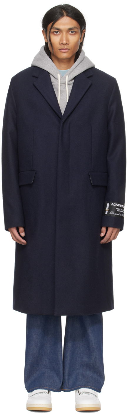 Plašči Acne Studios Single-Breasted Coat Mornarica | B90730-