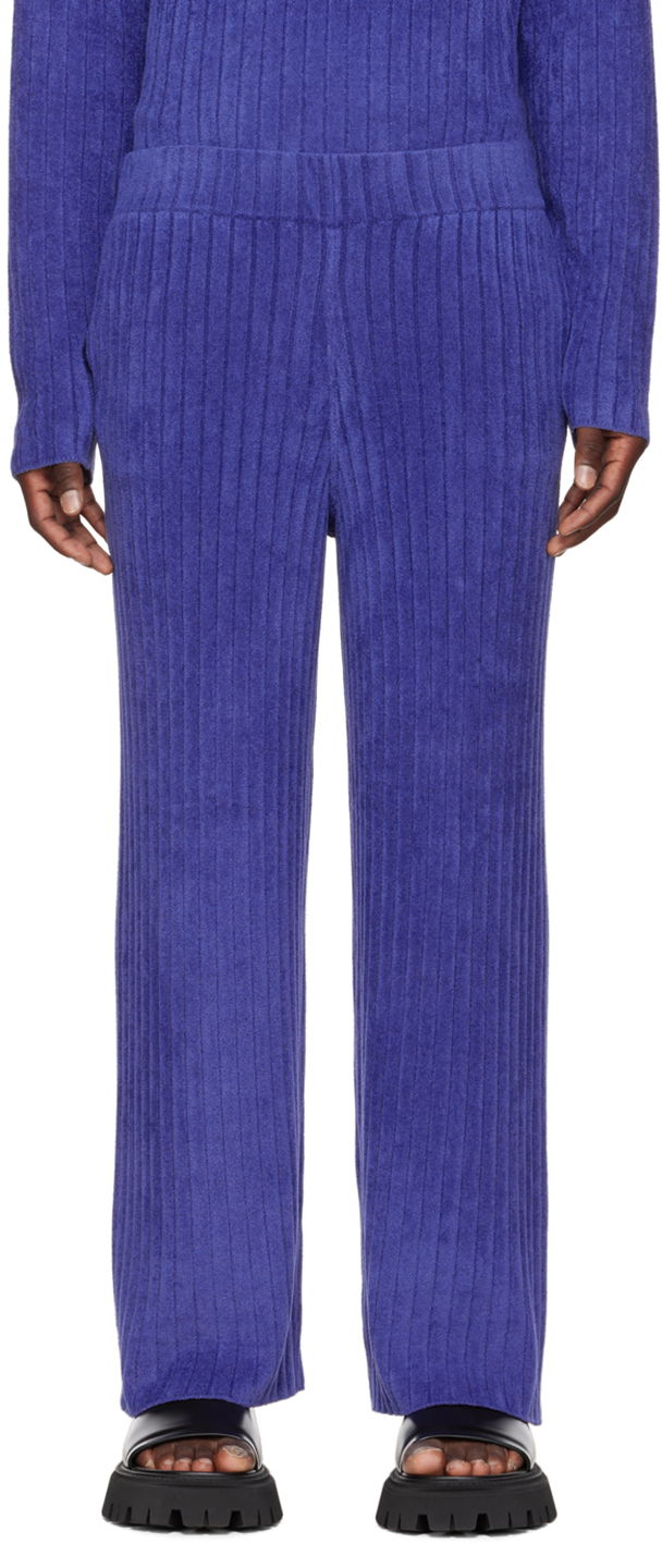 Hlače Dion Lee Ribbed Knit Lounge Pants Modra | C7101P22