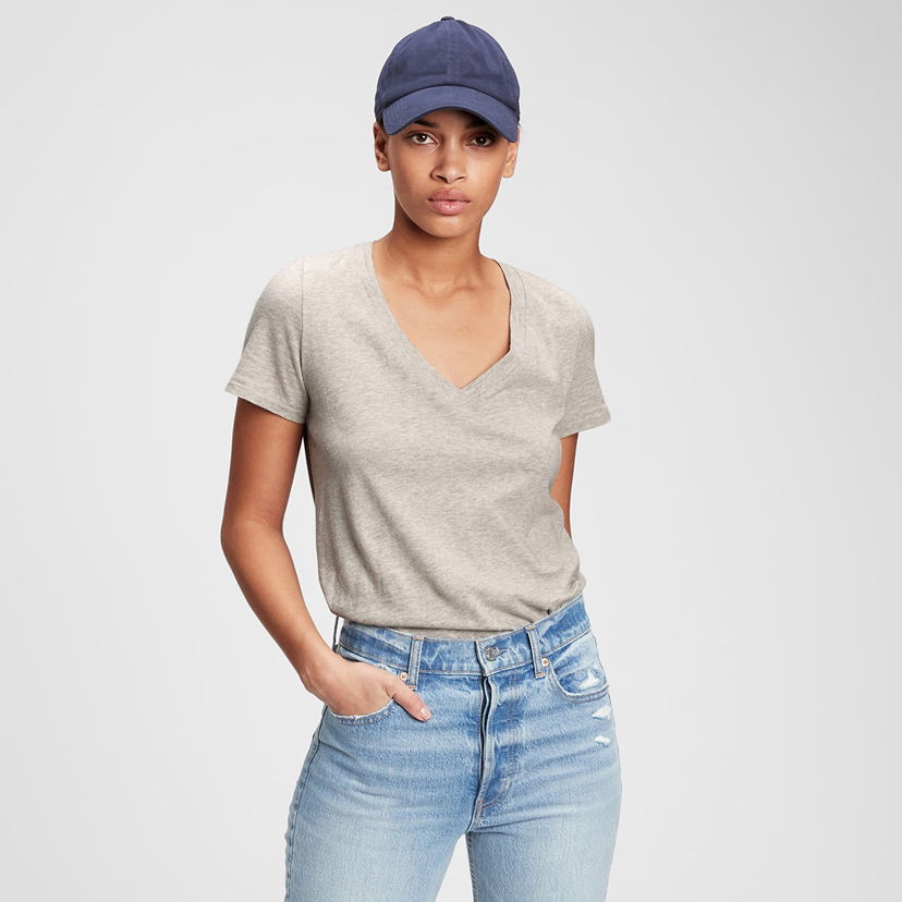 Majica GAP V-Neck Tee Heather Grey Siva | 740140-01