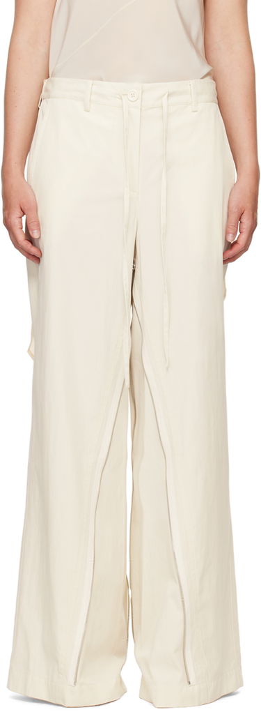 Hlače Helmut Lang Helmut Lang Gusset Wide Leg Trousers Bela | O04HW208, 0