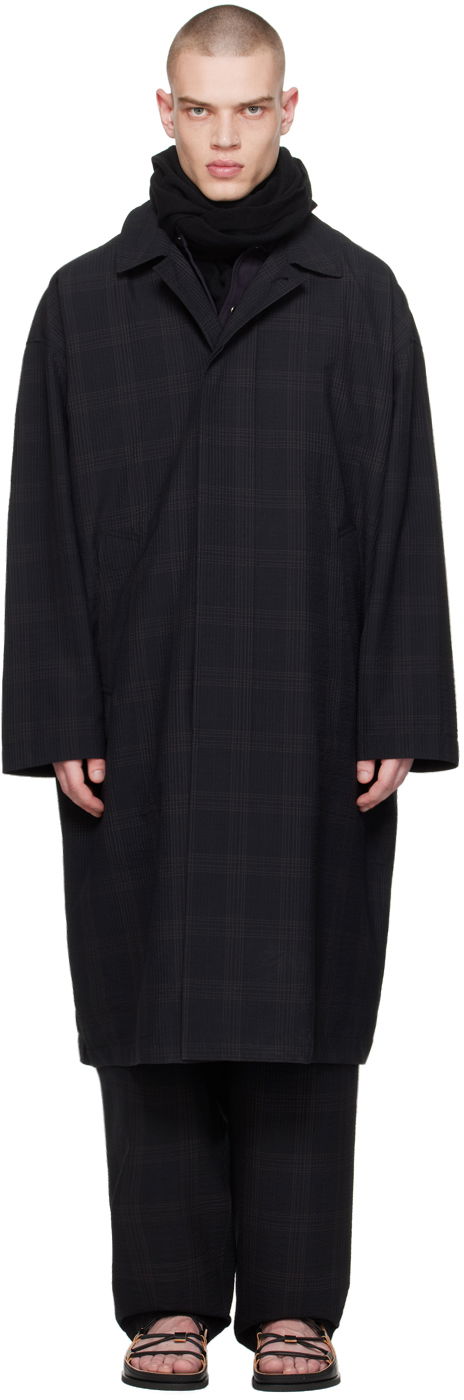 Plašči LEMAIRE Lemaire Checked Overcoat Črna | CO1055 LF1256