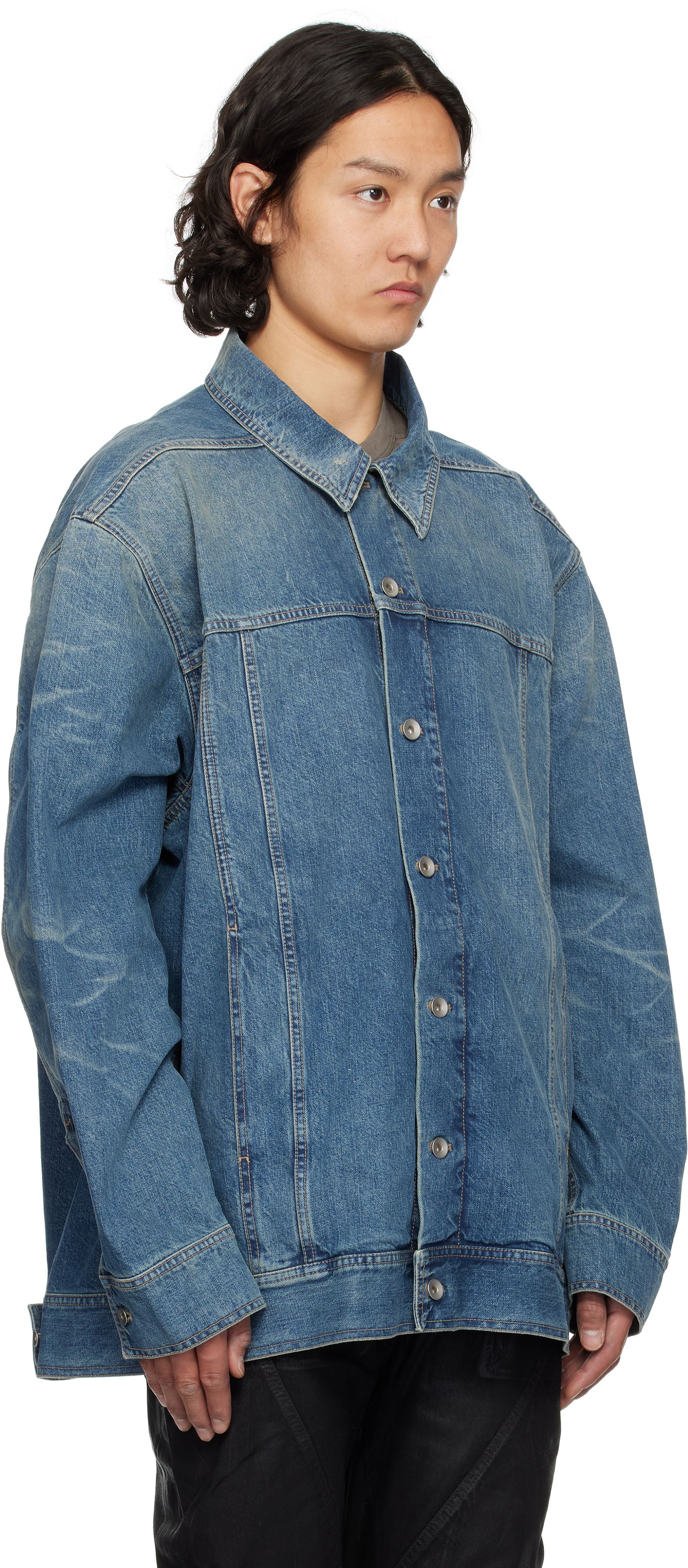 Jakna Rick Owens Rick Owens DRKSHDW Hollywood Jumbo Worker Denim Jacket Modra | DU01E3761 DWB, 1