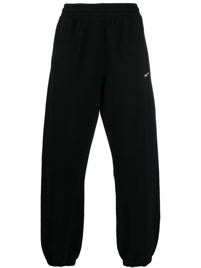 Trenirka Off-White Diagonal Helvetica Slim Sweatpants Black/White Črna | OMCH029C99FLE0021001