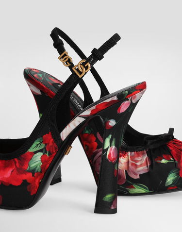 Modni dodatki Dolce & Gabbana Dolce & Gabbana Satin Slingbacks With Floral Print Večbarvna | CG0927AD645HN5PD, 3