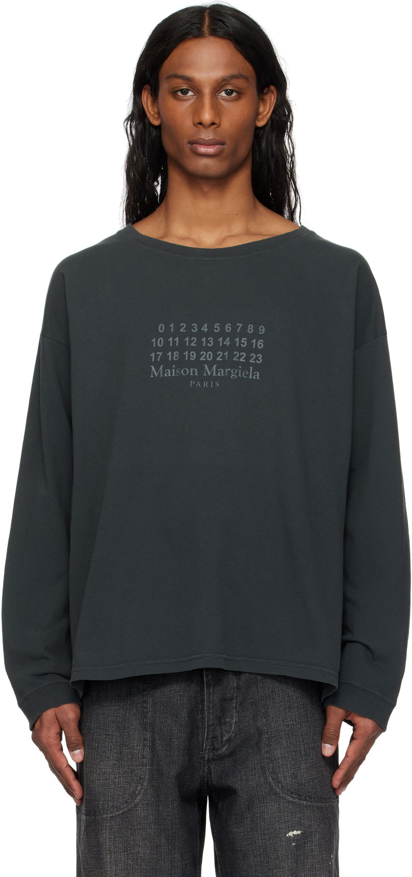 Pleteni pulover Maison Margiela Maison Margiela Printed Logo T-Shirt Črna | S50GC0715 S24575