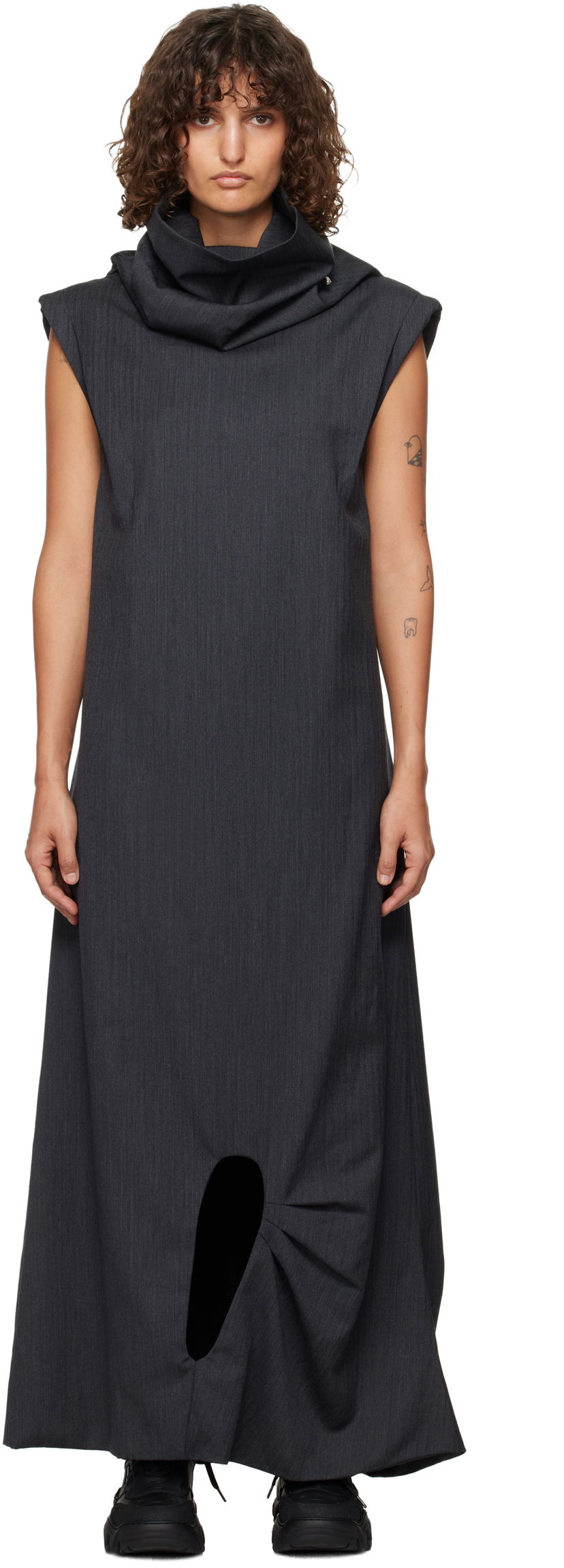 Obleke ADER ERROR Maxi Dress With Cutout Siva | BN01FWDR0101GR